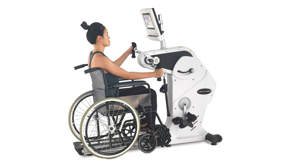 ＜img src="https://bodychargerfitness.com/wp-content/uploads/2021/06/Product-GB7009-Feature-V6-2.png" alt=" Total Body Trainer Pro wheelchair access, upper body ergometer and rehab recumbent bike, commercial use rehabilitation, cardiac rehab, senior exercise, physical therapy fitness equipment."＞