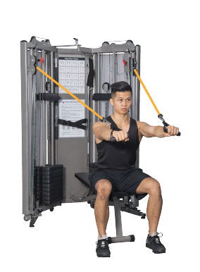 ＜img src="https://bodychargerfitness.com/wp-content/uploads/2021/09/Product-GH1011-Features-V20-2.png" alt=“box gym, Seated Triceps Extension, small size home box gym, folding home box gym, multi gym foldable, multifunction home box gym, all in one home gym." ＞
