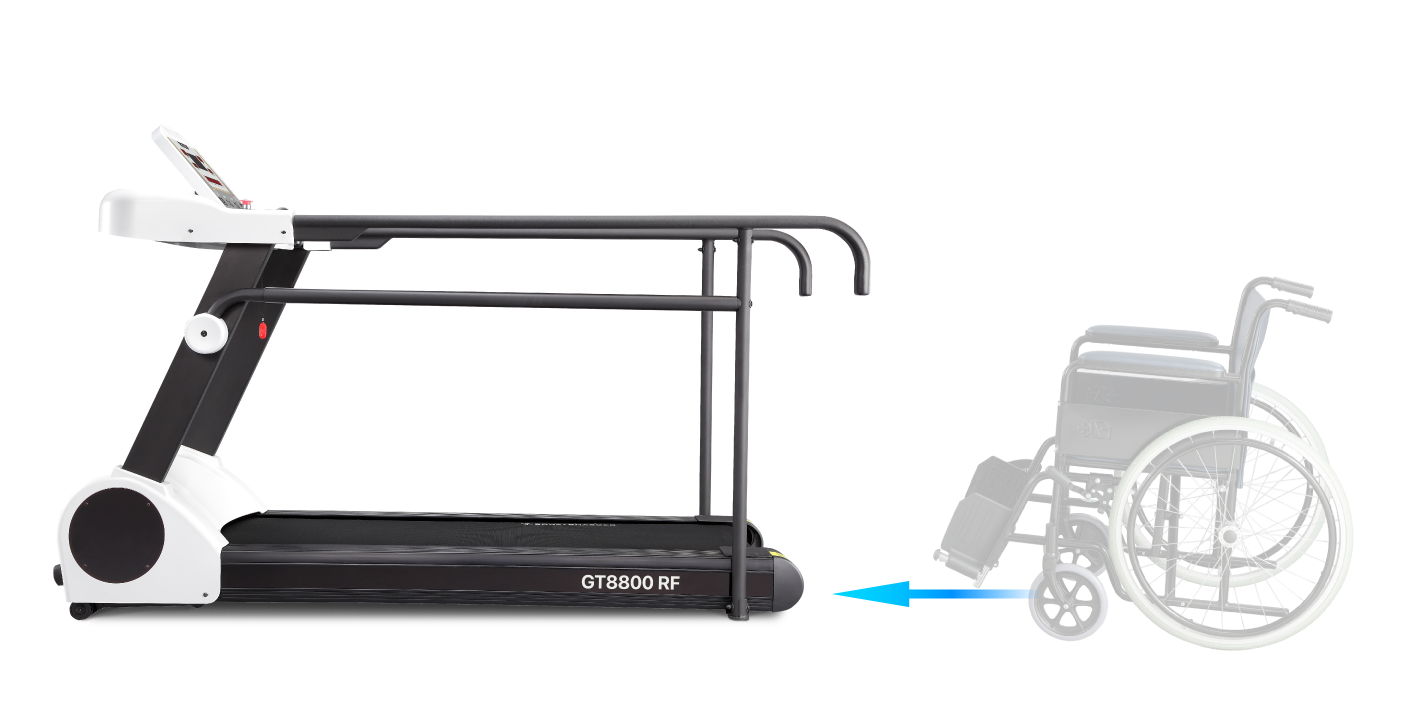 ＜img src="https://bodychargerfitness.com/wp-content/uploads/2021/07/Product-GB6800-Feature-V4-2.png" alt="Rehabilitation treadmill wheelchair access, commercial use physio treadmill, for rehabilitation, cardiac rehab, senior exercise, physical therapy fitness equipment."＞
